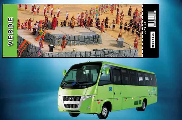 Inti Raymi 2026 Ticket. Grüner Abschnitt + Reisebus