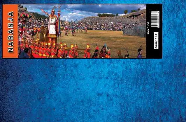 Inti Raymi 2026 Ticket. Orangefarbener Abschnitt